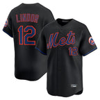 NY.Mets #12 Francisco Lindor Player Black Alternate Home Limited Ddoa Stitched Jerseys