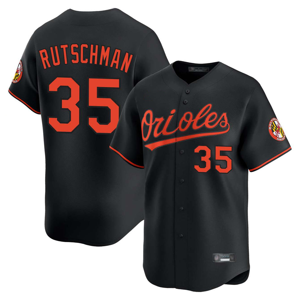 B.Orioles #35 Adley Rutschman Player Black Limited Home Game Ddoa Stitched Jerseys