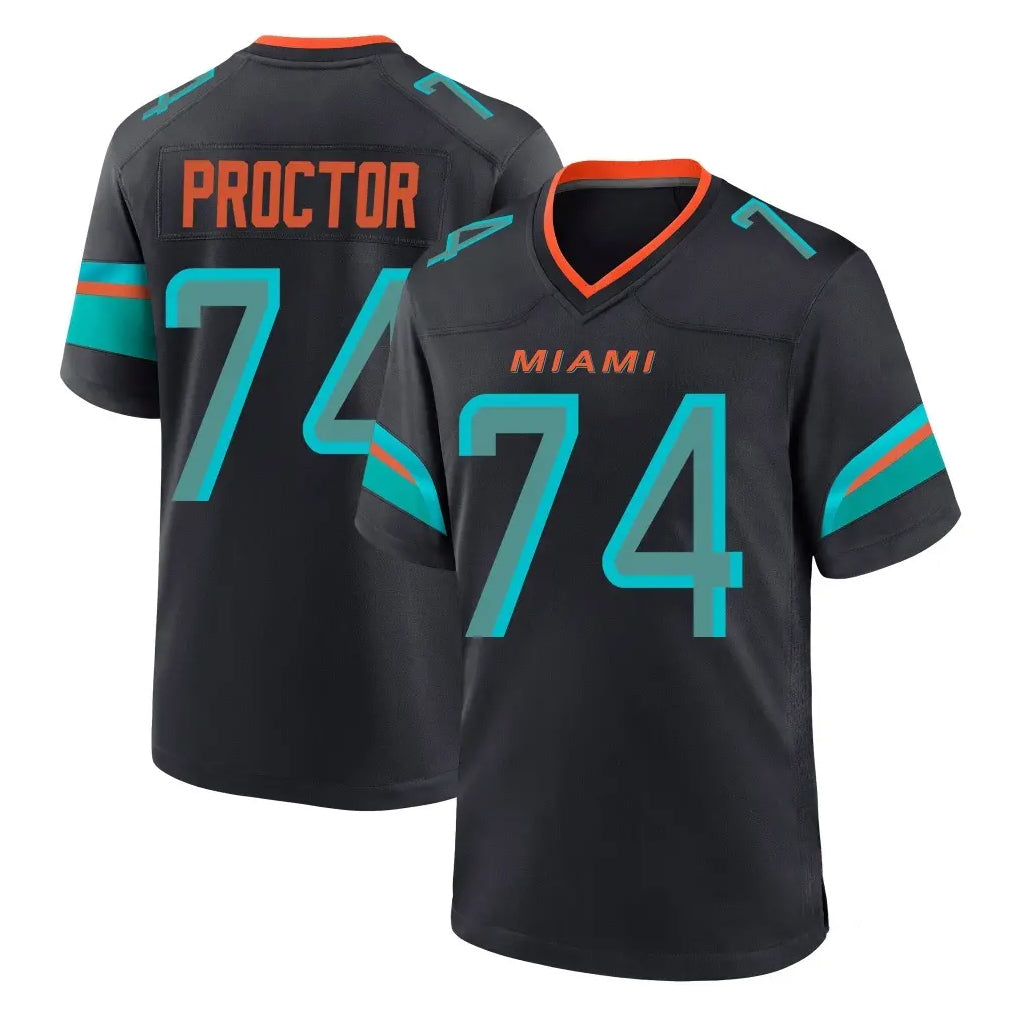 M.Dolphins #74 Kadyn Proctor Player Black Pitch Rivalries Collection Home Game Ddoa Stitched Jerseys
