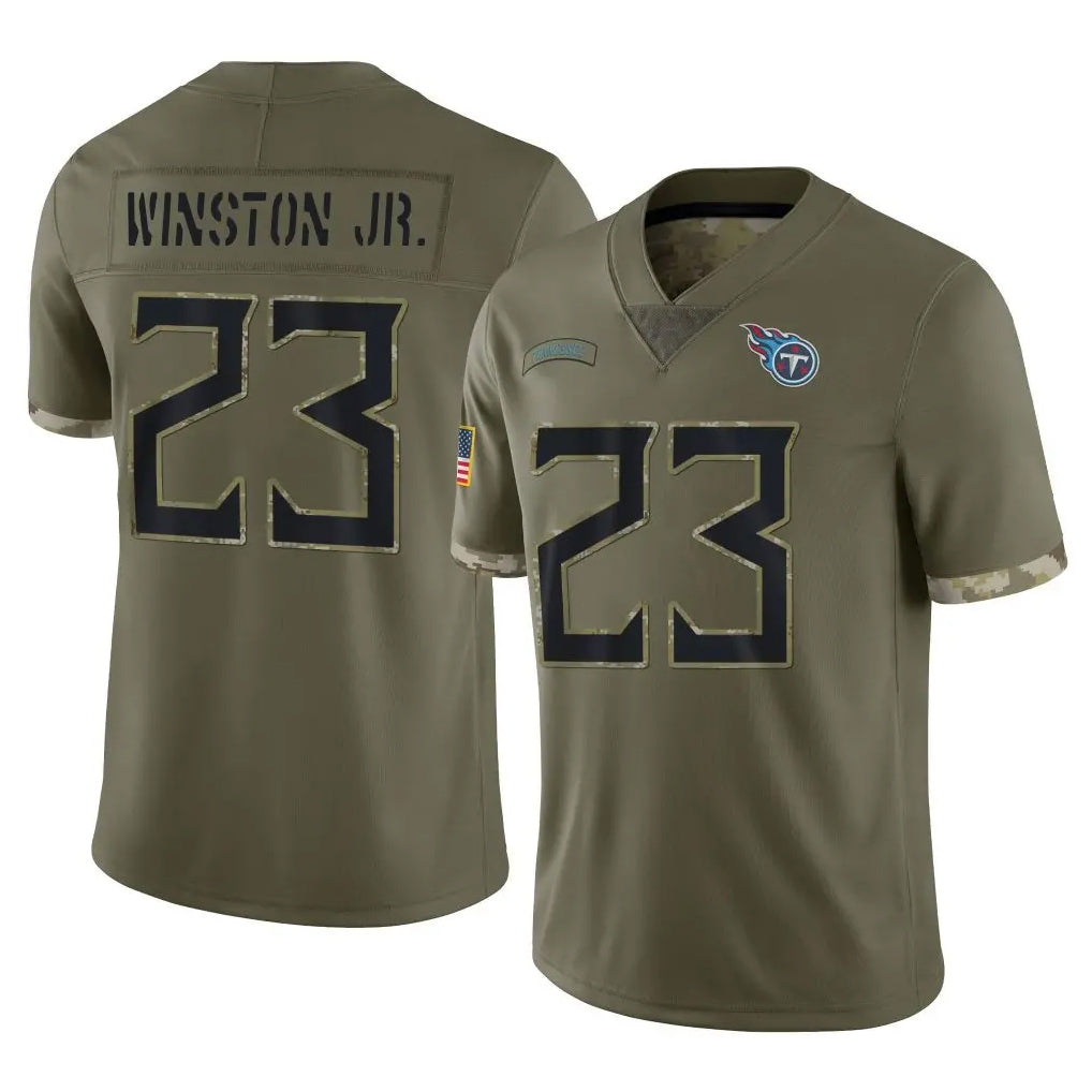 T.Titans #23 Kevin Winston Jr. Player Olive Limited Salute to Service Home Game Ddoa Stitched Jerseys