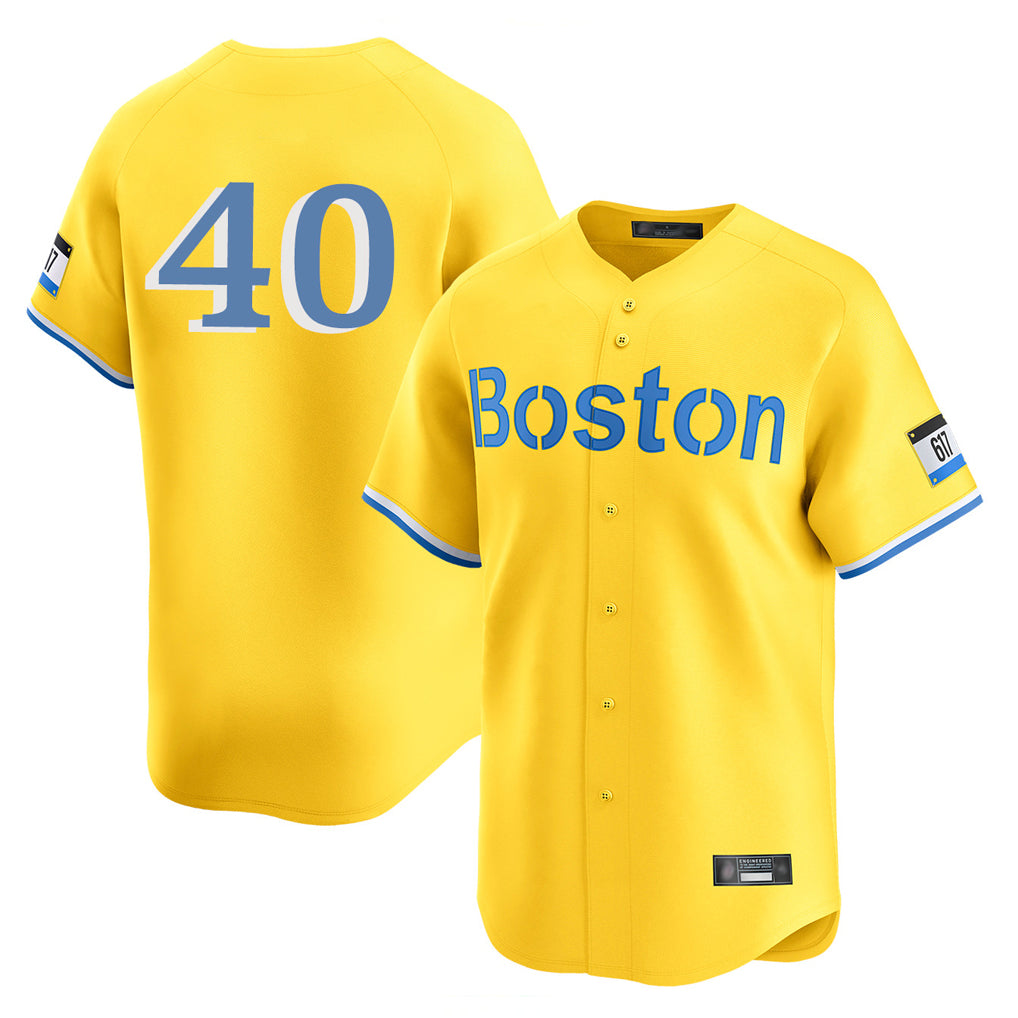 B.Red Sox #40 Willson Contreras Player Yellow Limited Home Game Ddoa Stitched Jerseys