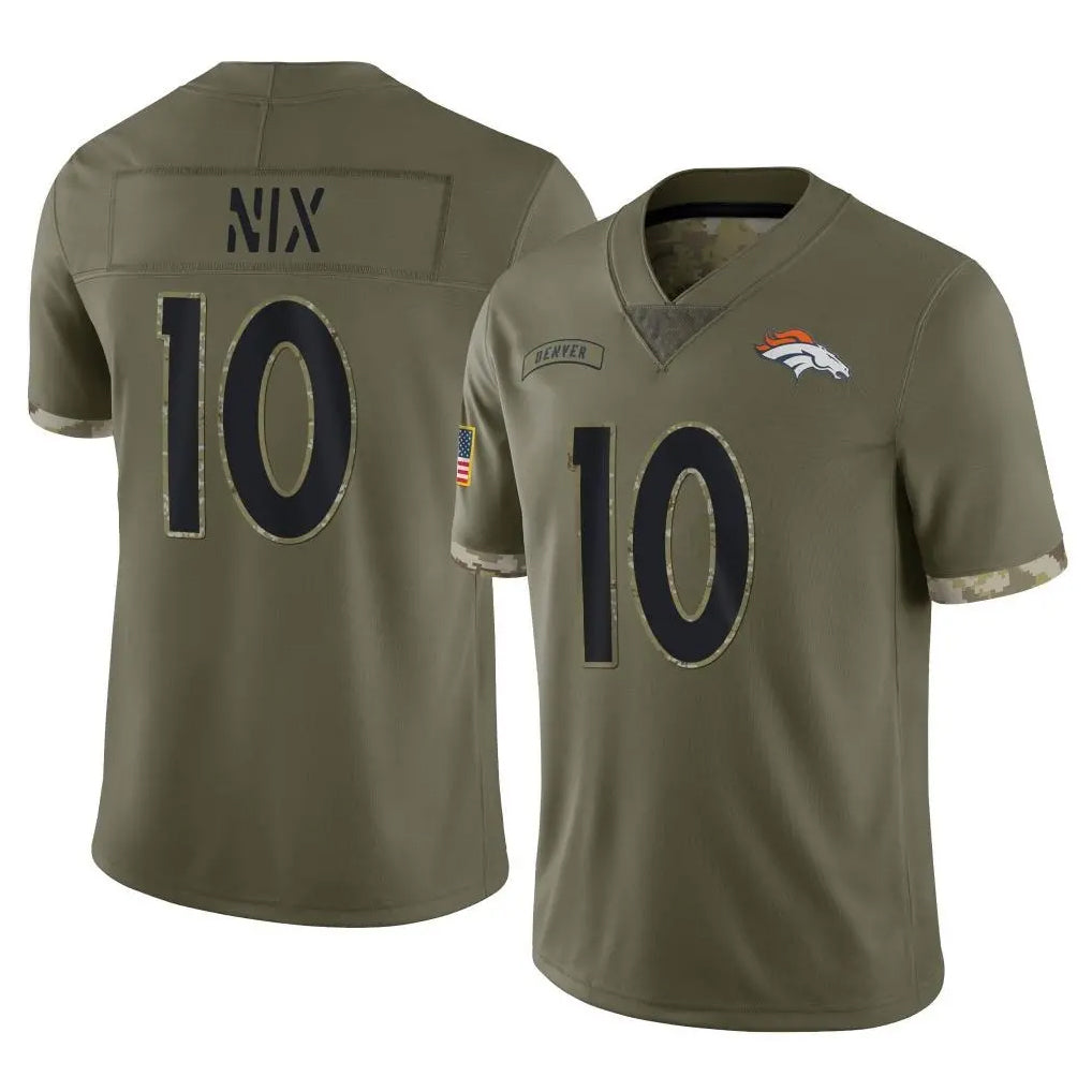 D.Broncos #10 Bo Nix Player Olive Salute To Service Limited Ddoa Stitched Jerseys