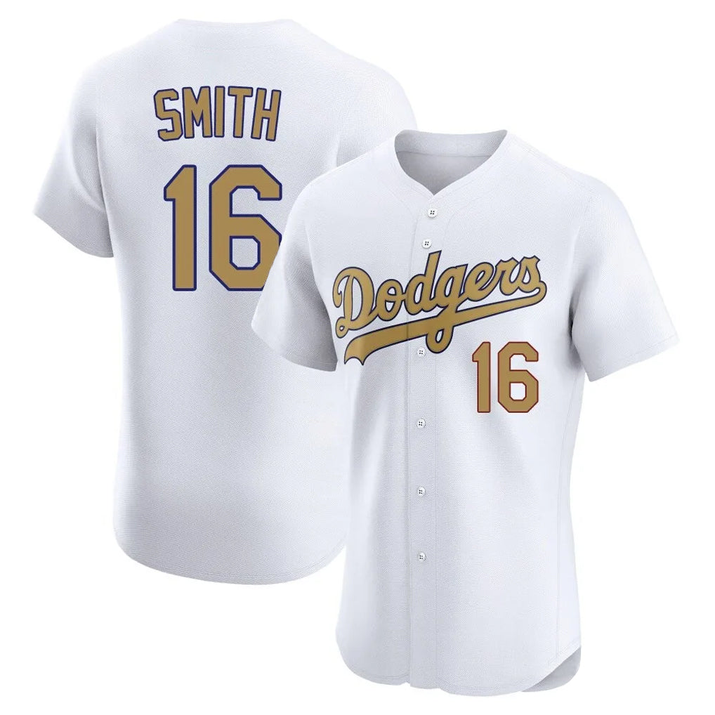 LA.Dodgers #16 Will Smith Player Gold Limited Elite Home Ddoa Stitched Jerseys