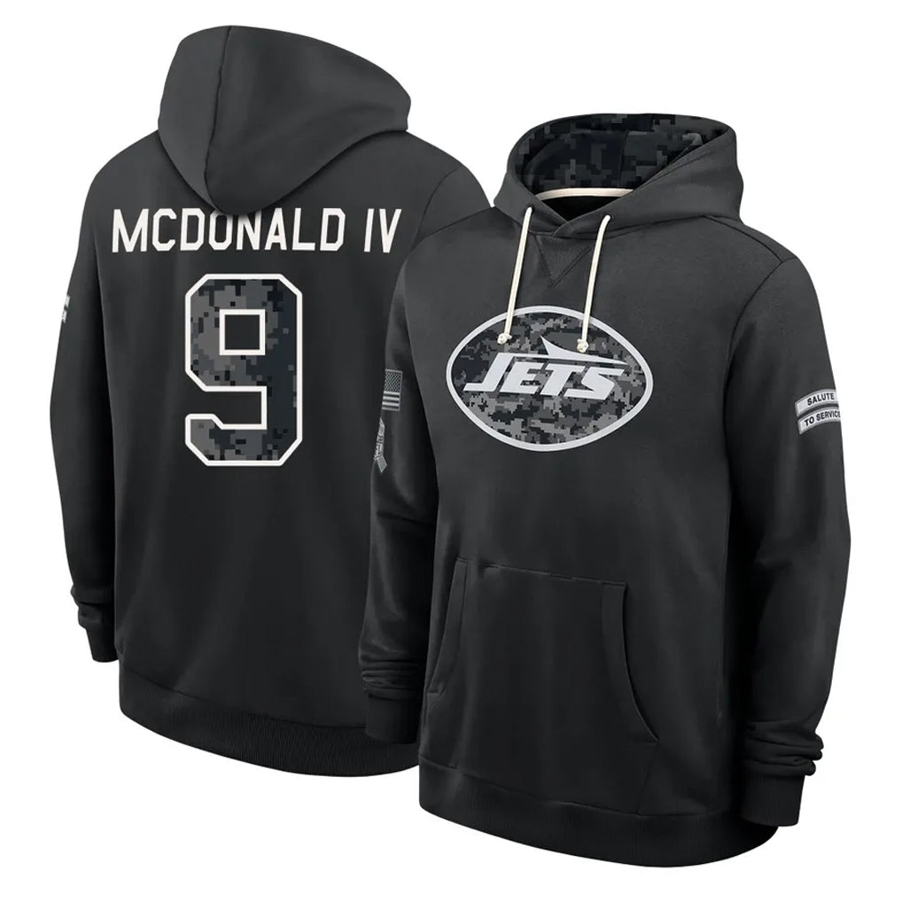 NY.Jets #9 Will McDonald IV Player 2026 Black Logo Pullover Hoodies Limited Game Ddoa Stitched Jerseys