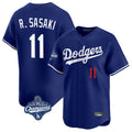 LA.Dodgers #11 Roki Sasaki Player Royal World Series Meet Limited Home Ddoa Stitched Jerseys