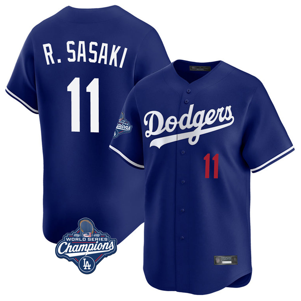 LA.Dodgers #11 Roki Sasaki Player Royal World Series Meet Limited Home Ddoa Stitched Jerseys