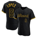 M.Marlins #6 Otto Lopez Player Black Snake Skin City Home Limited Elite Ddoa Stitched Jerseys