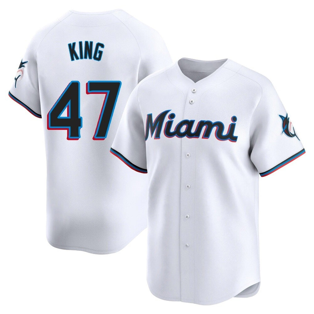 M.Marlins #47 John King Player White  Home Limited Ddoa Stitched Jerseys