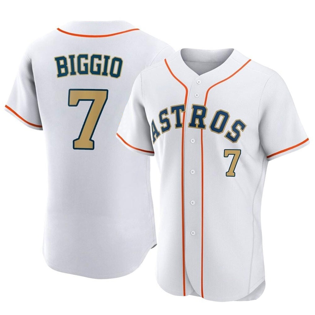 H.Astros #7 Craig Biggio Player Gold Collection Limited Elite Home Ddoa Stitched Jerseys