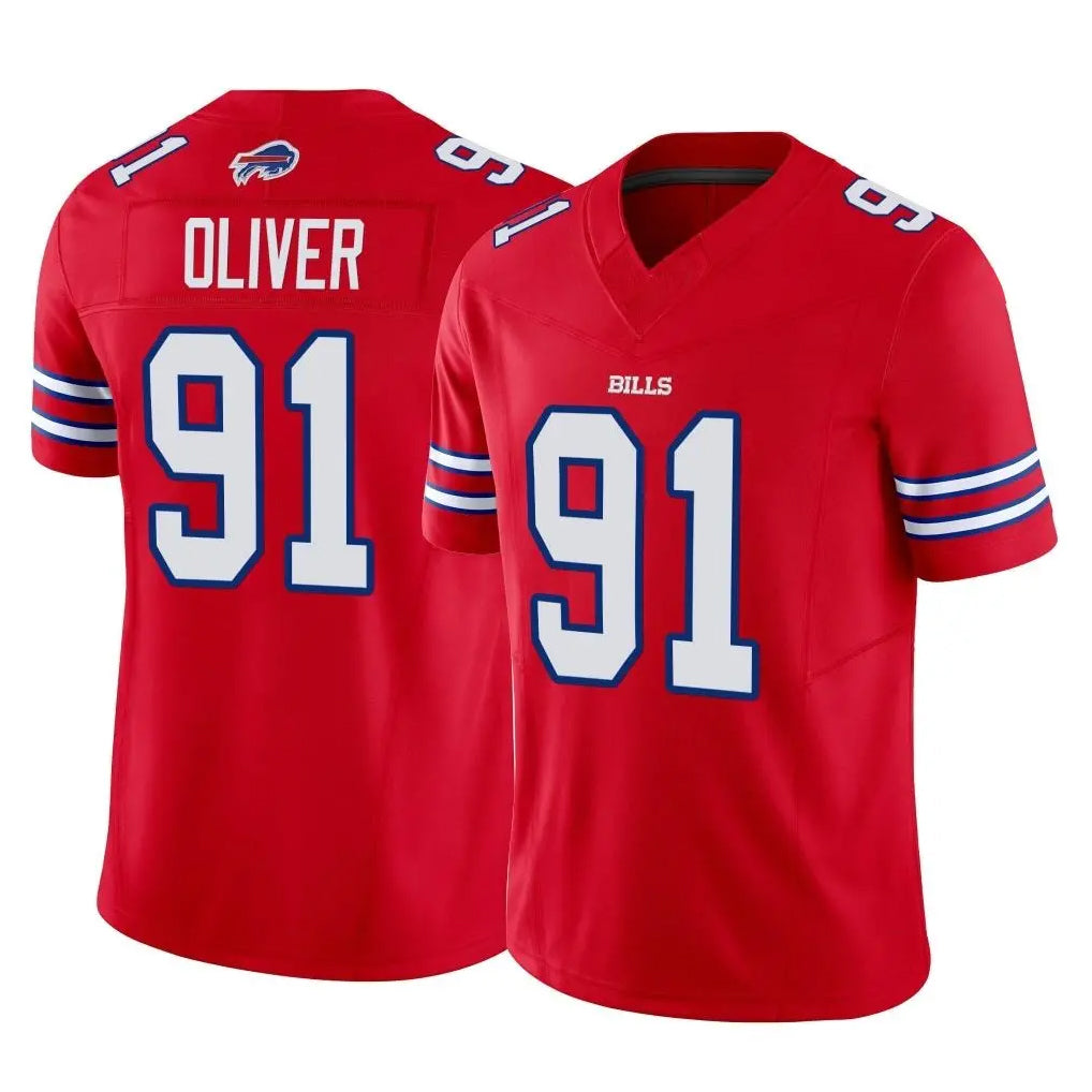 B.Bills #91 Ed Oliver Player Red Vapor F.U.S.E. Jersey Limited Home Game Ddoa Stitched Jerseys