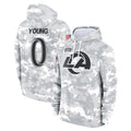 LA.Rams #0 Byron Young Player Arctic Camo Salute to Service Hoodies Limited Game Ddoa Stitched Jerseys