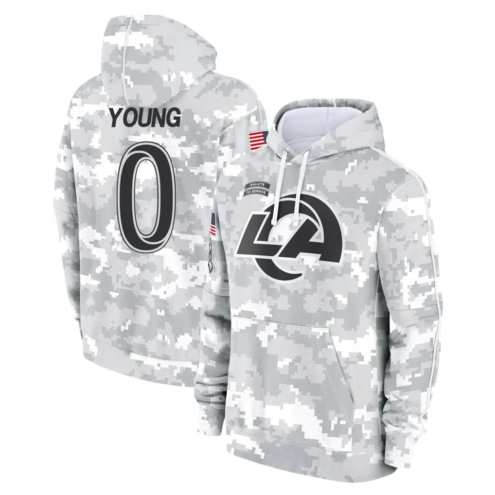 LA.Rams #0 Byron Young Player Arctic Camo Salute to Service Hoodies Limited Game Ddoa Stitched Jerseys