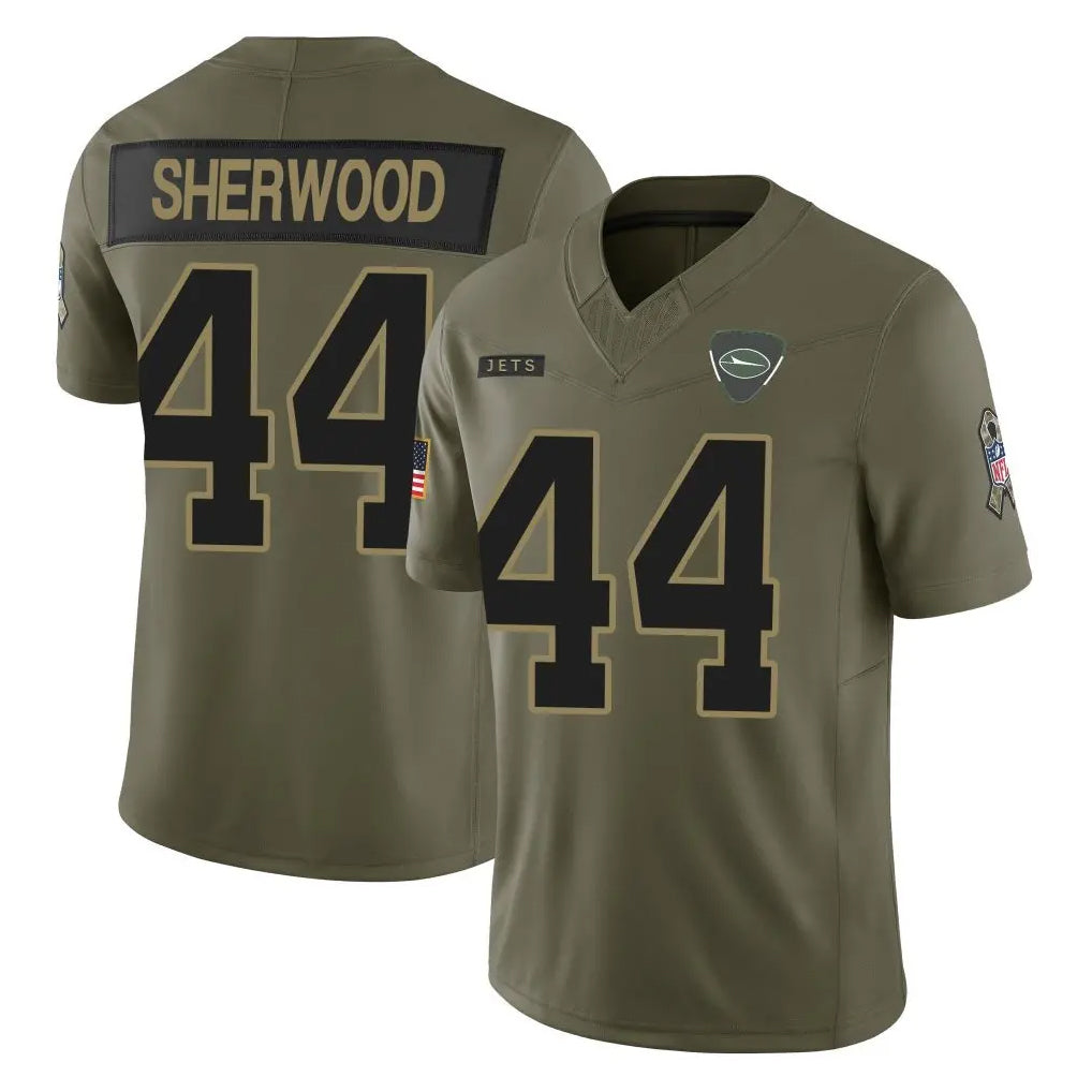 NY.Jets #44 Jamien Sherwood Player Olive 2025 Salute To Service Limited Ddoa Stitched Jerseys
