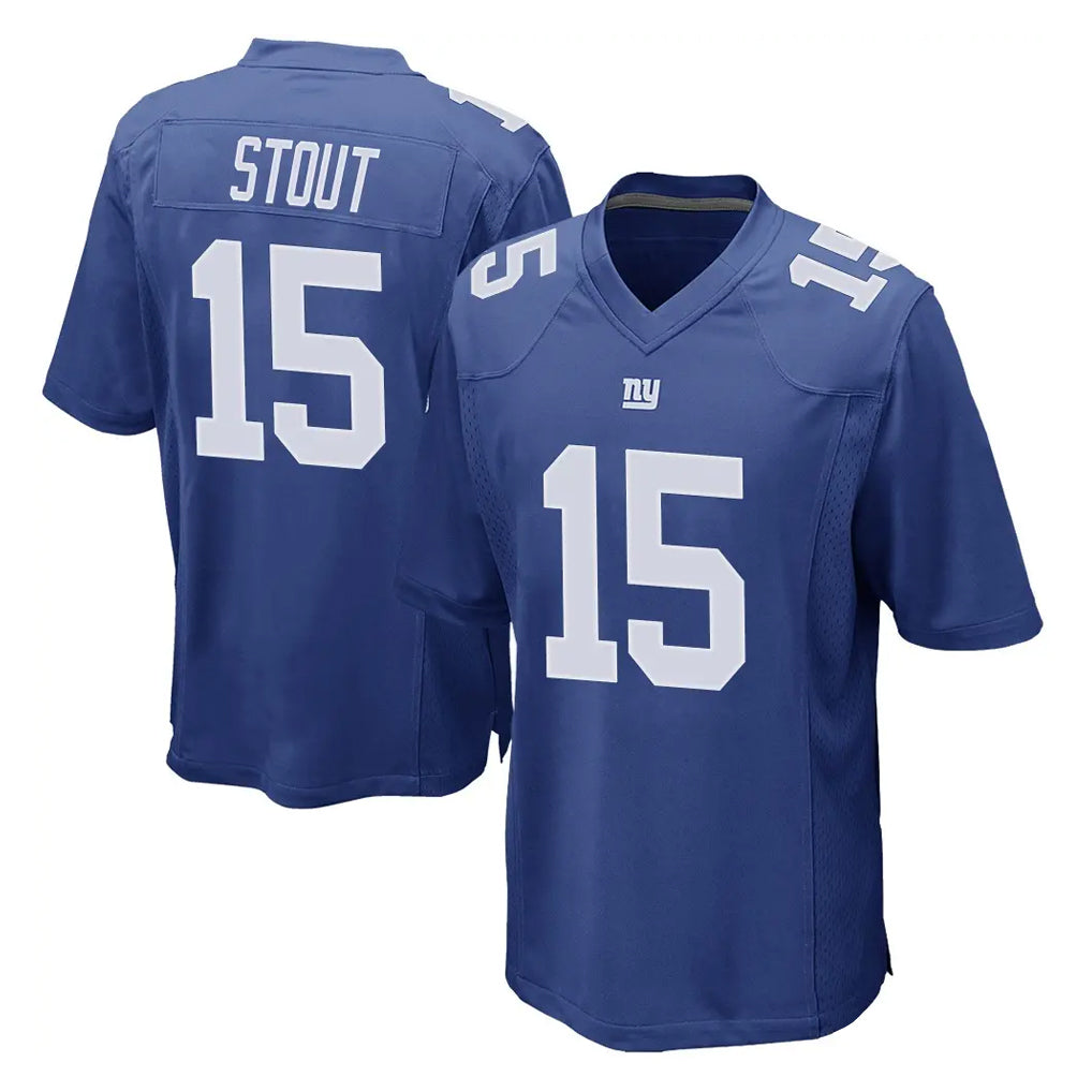NY.Giants #15 Jordan Stout Player Royal Home Game Ddoa Stitched Jerseys