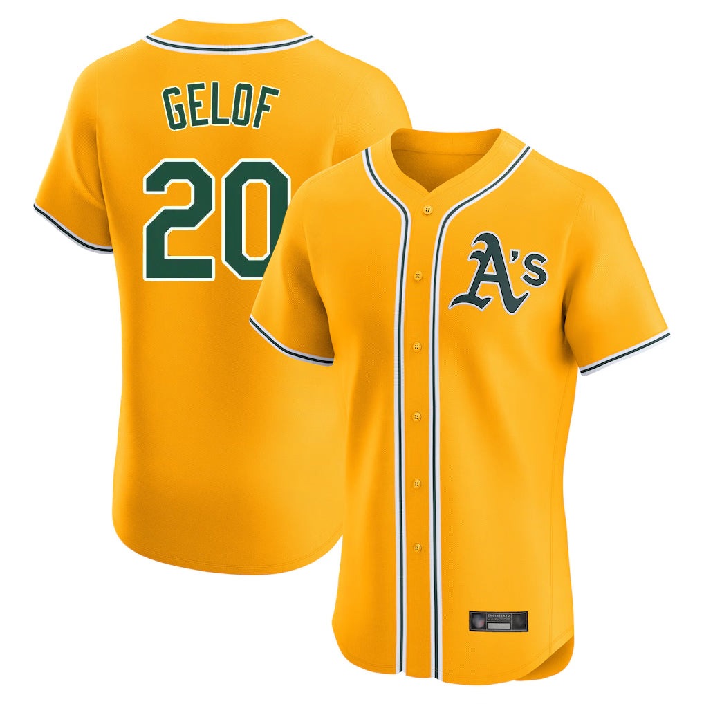 Athletics #20 Zack Gelof Player Gold Limited Elite Home Game Ddoa Stitched Jerseys