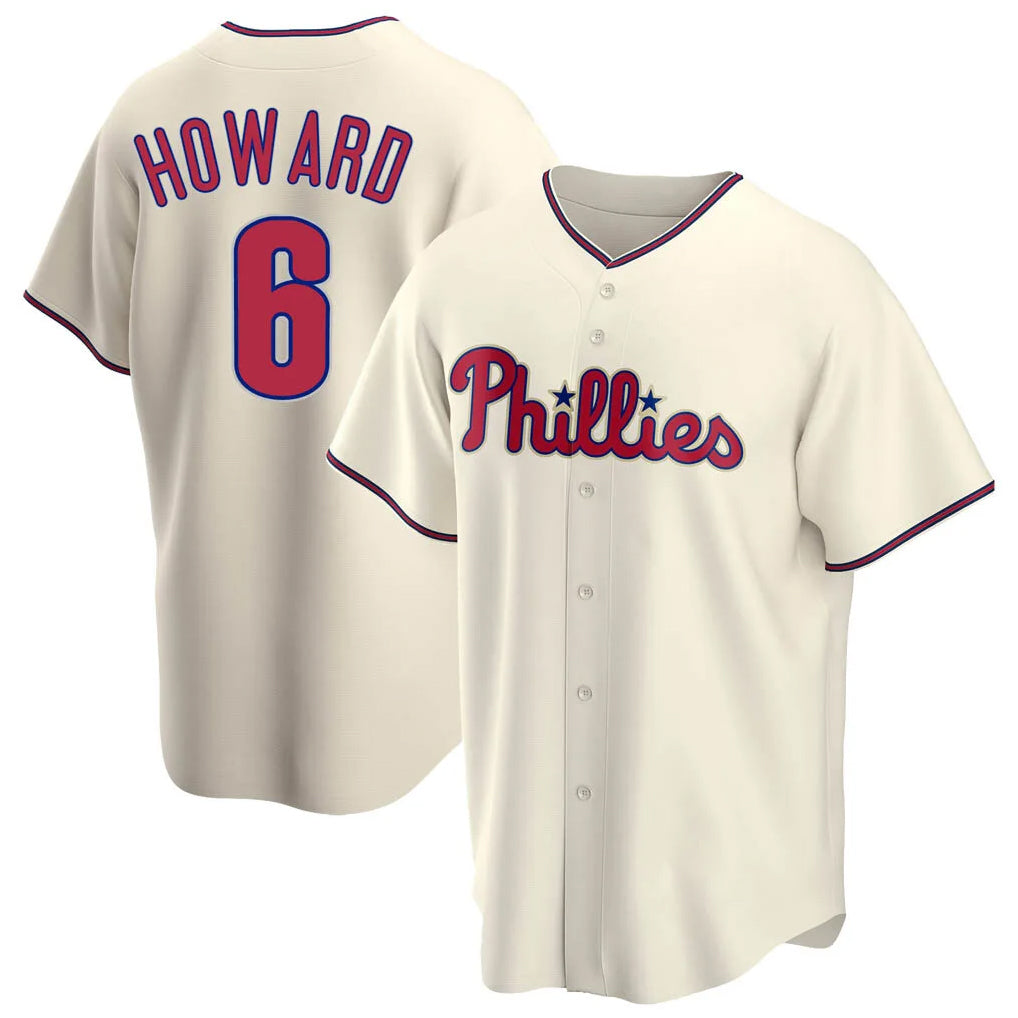 P.Phillies #6 Ryan Howardr Player Cream Home Game Ddoa Stitched Jerseys