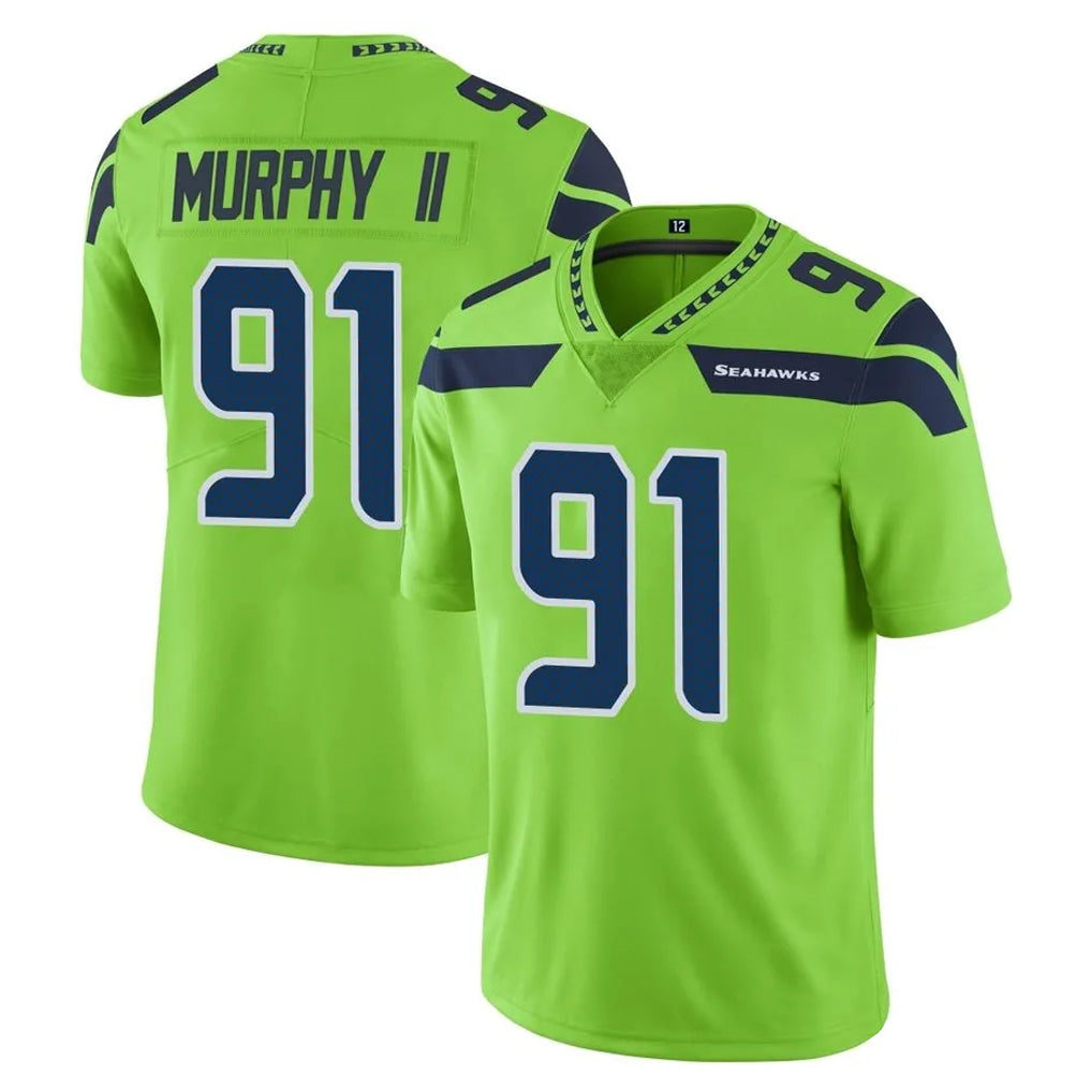 S.Seahawks #91 Byron Murphy II Player Green Limited Color Rush Home Game Ddoa Stitched Jerseys
