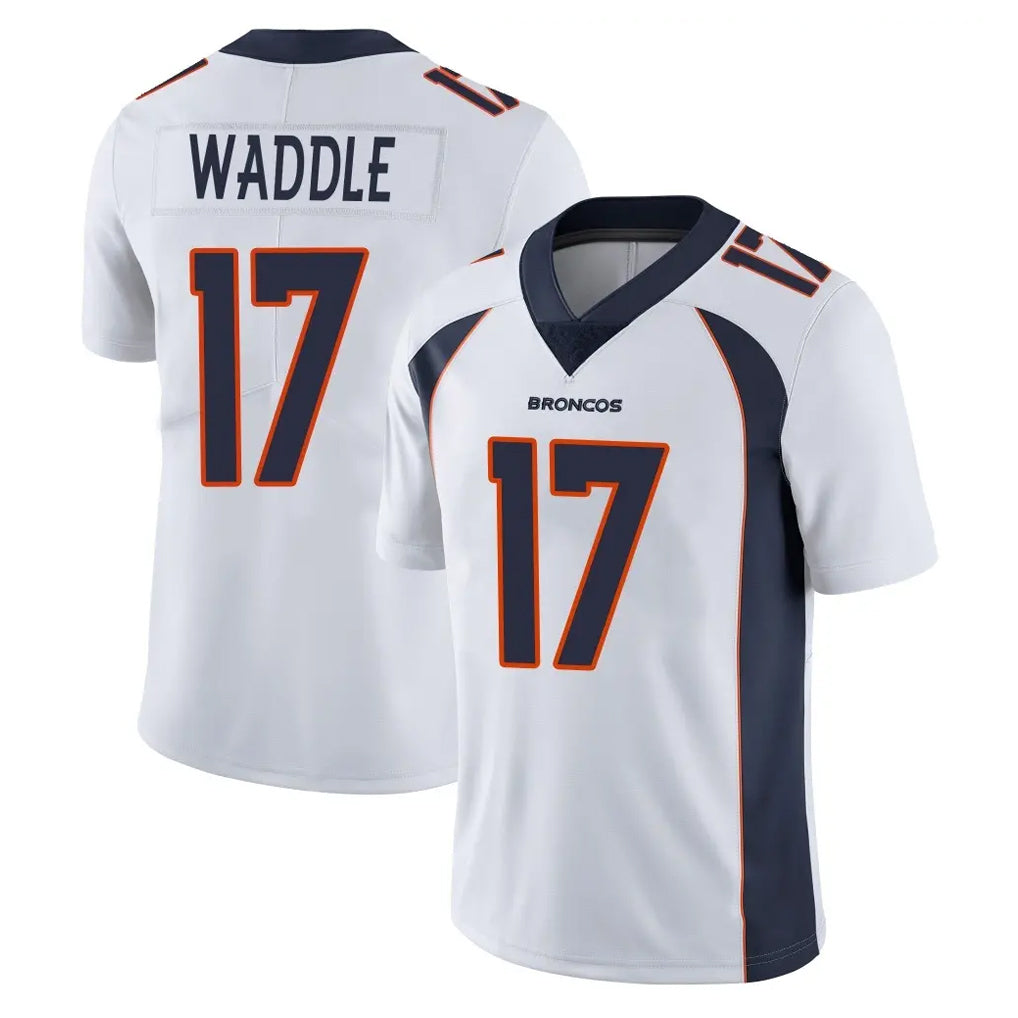 D.Broncos #17 Jaylen Waddle Player White Vapor Untouchable Limited Home Game Ddoa Stitched Jerseys