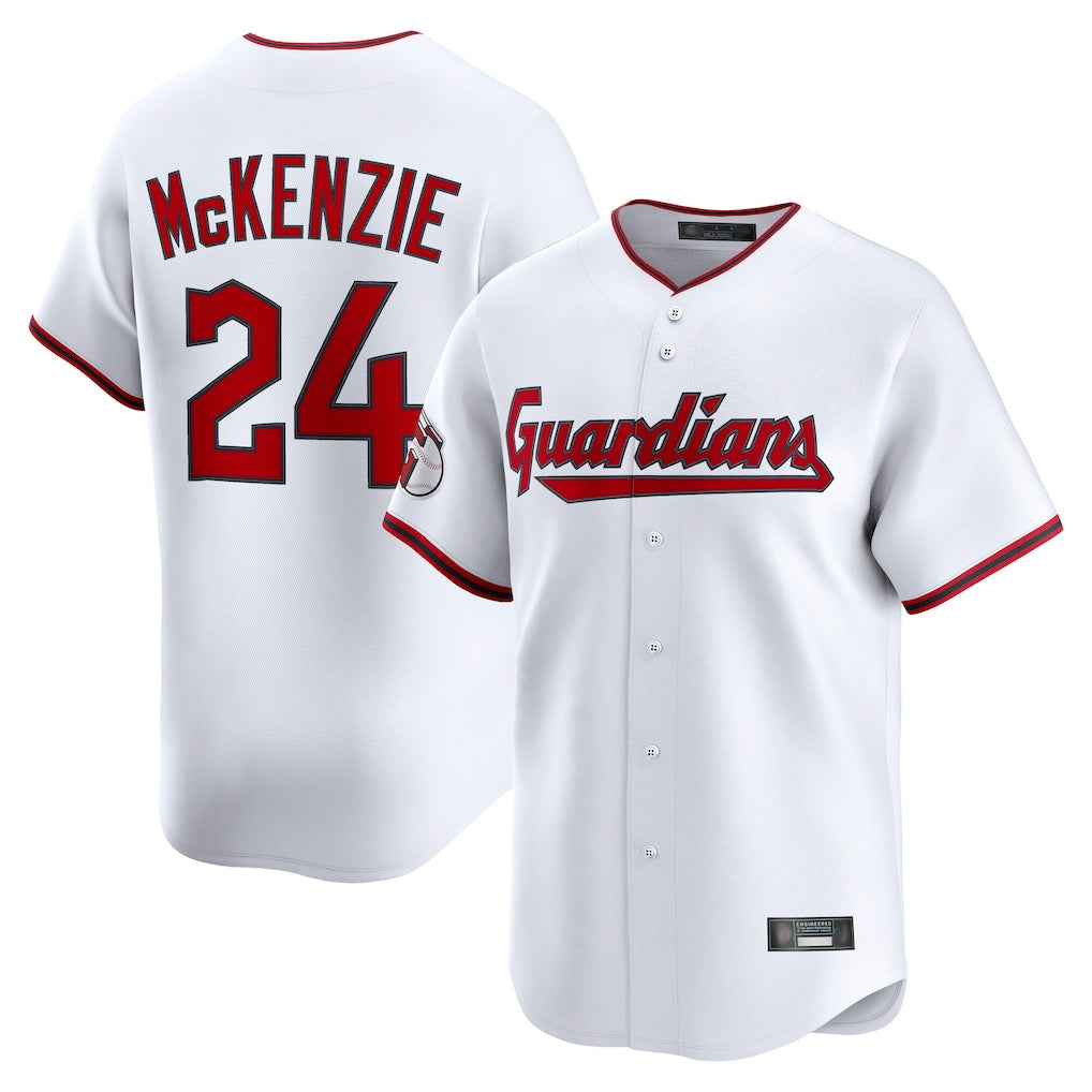 C.Guardians #24 Triston McKenzie Player White Limited Home Game Ddoa Stitched Jerseys