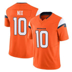 D.Broncos #10 Bo Nix Player Orange Vapor F.U.S.E. Limited Home Game Ddoa Stitched Jerseys