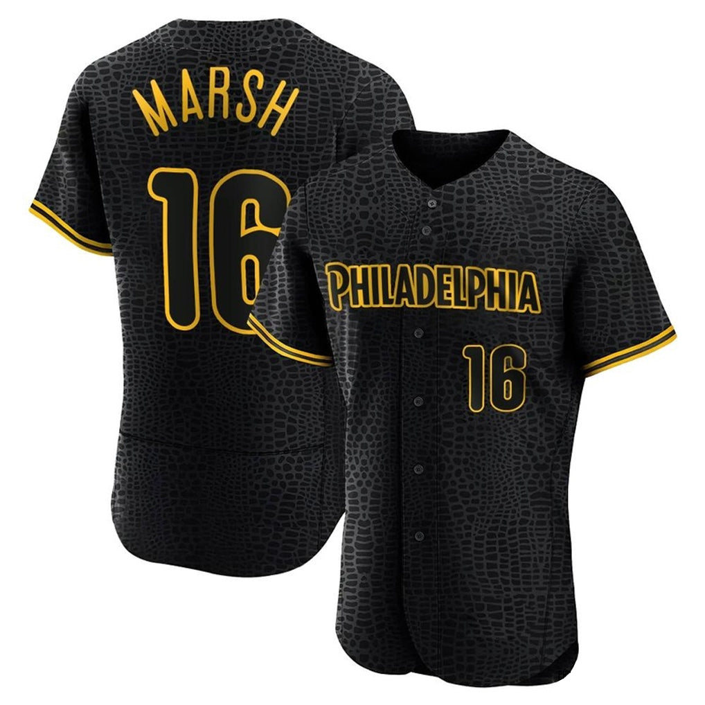P.Phillies #16 Brandon Marsh Player Black Snake Skin City Home Limited Elite Ddoa Stitched Jerseys