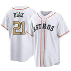 H.Astros #21 Yainer Diaz Player Gold Collection Game Home Ddoa Stitched Jerseys