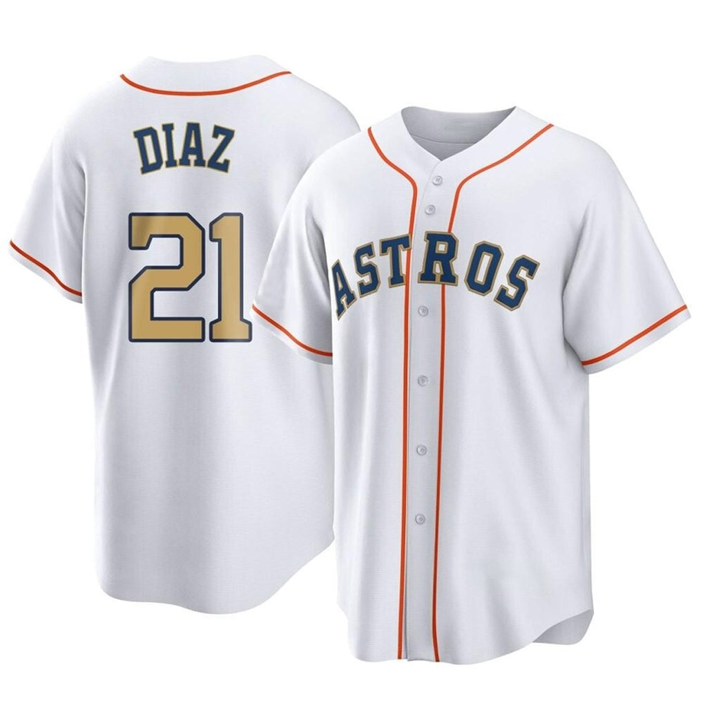 H.Astros #21 Yainer Diaz Player Gold Collection Game Home Ddoa Stitched Jerseys