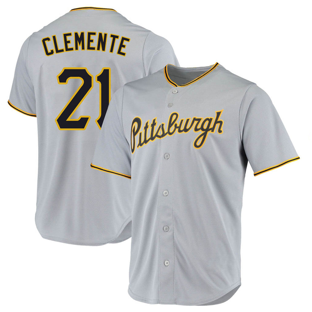 P.Pirates #21 Roberto Clemente Player Gray Road Home Game Ddoa Stitched Jerseys