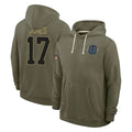 IN.Colts #17 Daniel Jones Player Olive Salute to Service Pullover Hoodies Limited Ddoa Stitched Jerseys