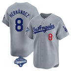 LA.Dodgers #8 Enrique Hern¨¢ndez Player Gray World Series Meet Limited Home Ddoa Stitched Jerseys
