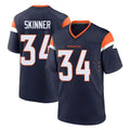 D.Broncos #34 JL Skinner Player Navy Home Game Ddoa Stitched Jerseys