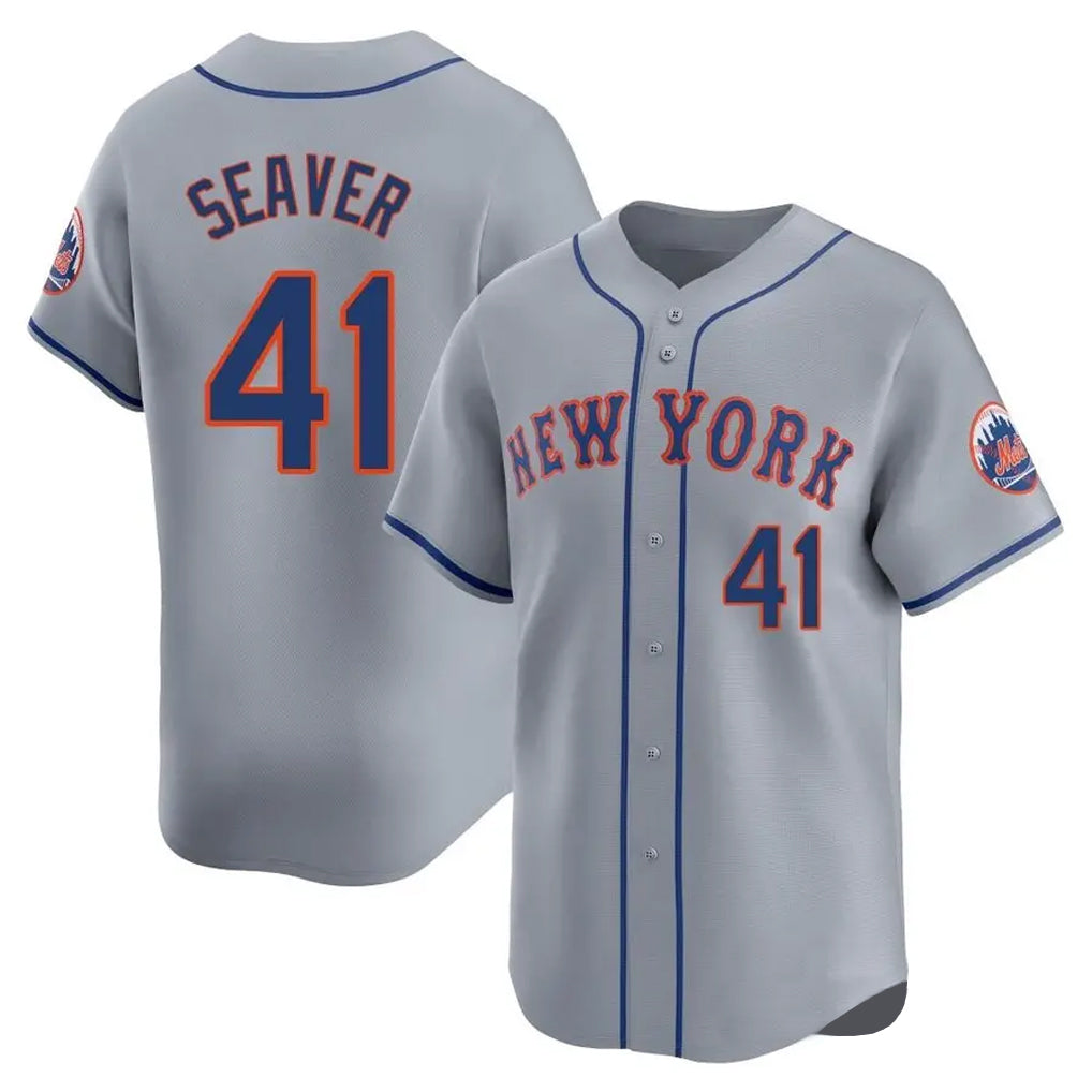 NY.Mets #41 Tom Seaver Player Gray Road Limited Home Ddoa Stitched Jerseys