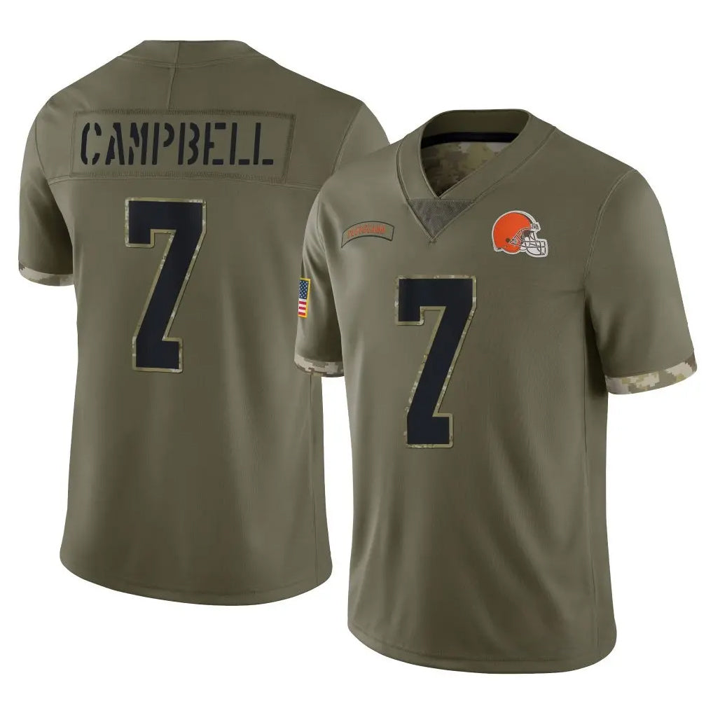 C.Browns #7 Tyson Campbell Player Olive Salute to Service Limited Game Ddoa Stitched Jerseys