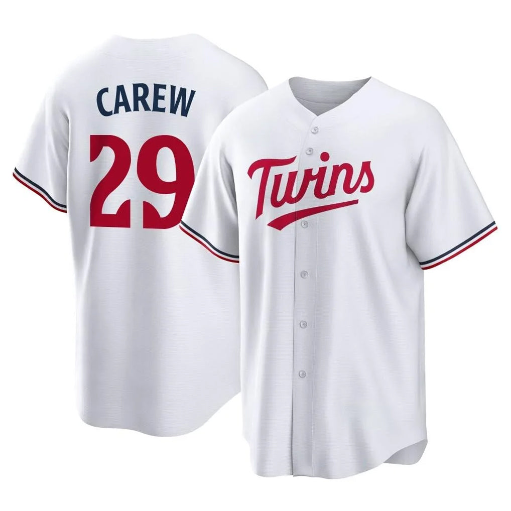 M.Twins #29 Rod Carew Player White Home Game Ddoa Stitched Jerseys