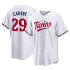 M.Twins #29 Rod Carew Player White Home Game Ddoa Stitched Jerseys