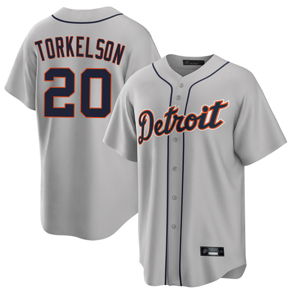 D.Tigers #20 Spencer Torkelson Player Gray Home Game Ddoa Stitched Jerseys