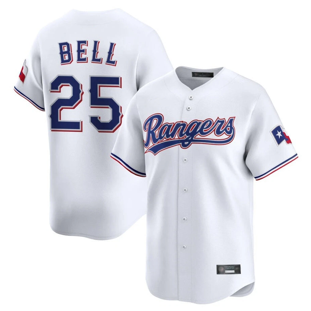 T.Rangers #25 Buddy Bell Player White Home Limited Ddoa Stitched Jerseys