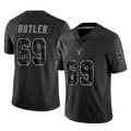 LV.Raiders #69 Adam Butler Player Black Reflective Limited Game Ddoa Stitched Jerseys
