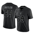 LV.Raiders #69 Adam Butler Player Black Reflective Limited Game Ddoa Stitched Jerseys
