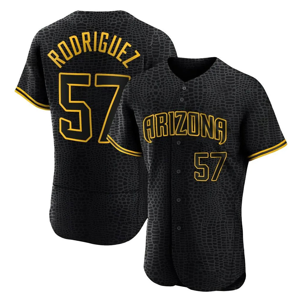 A.Diamondbacks #57 Eduardo Rodriguez Player Black Snake Skin City Limited Elite Home Game Ddoa Stitched Jerseys