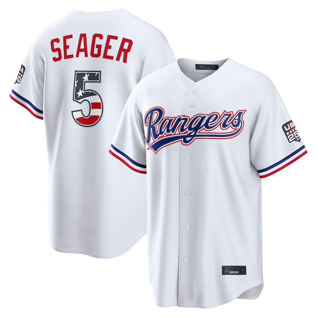 T.Rangers #5 Corey Seager Player White USA 250 Fourth of July Limited Home Game Ddoa250Ys Stitched Jerseys