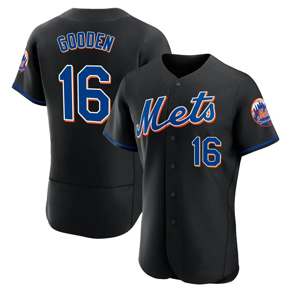 NY.Mets #16 Dwight Gooden Player Black Replica Home Limited Elite Ddoa Stitched Jerseys