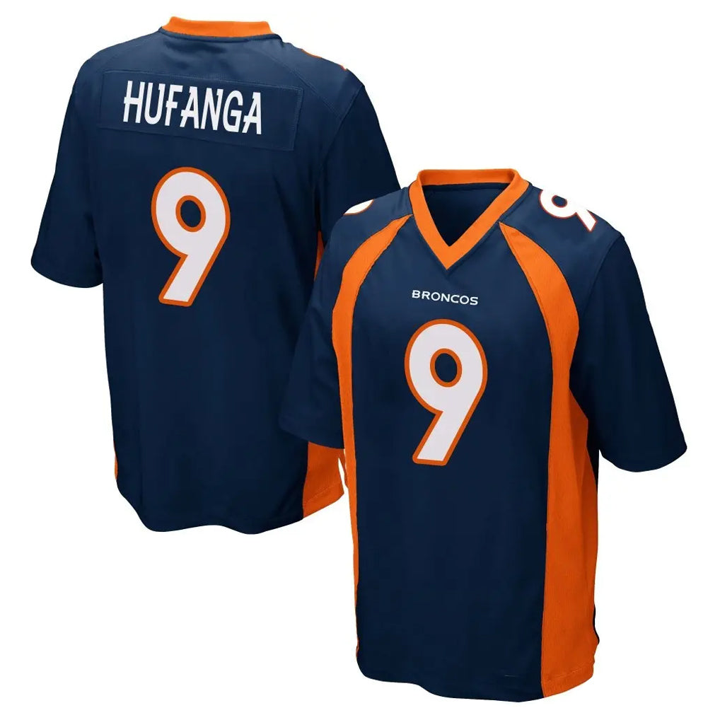 D.Broncos #9 Talanoa Hufanga Player Navy Game Ddoa Stitched Jerseys