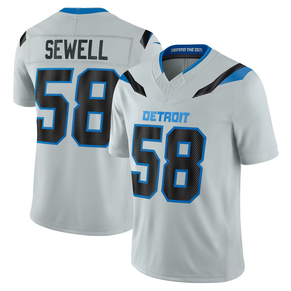 D.Lions #58 Penei Sewell Player Silver Limited 2026 Rivalries Collection Home Game Ddoa Stitched Jerseys