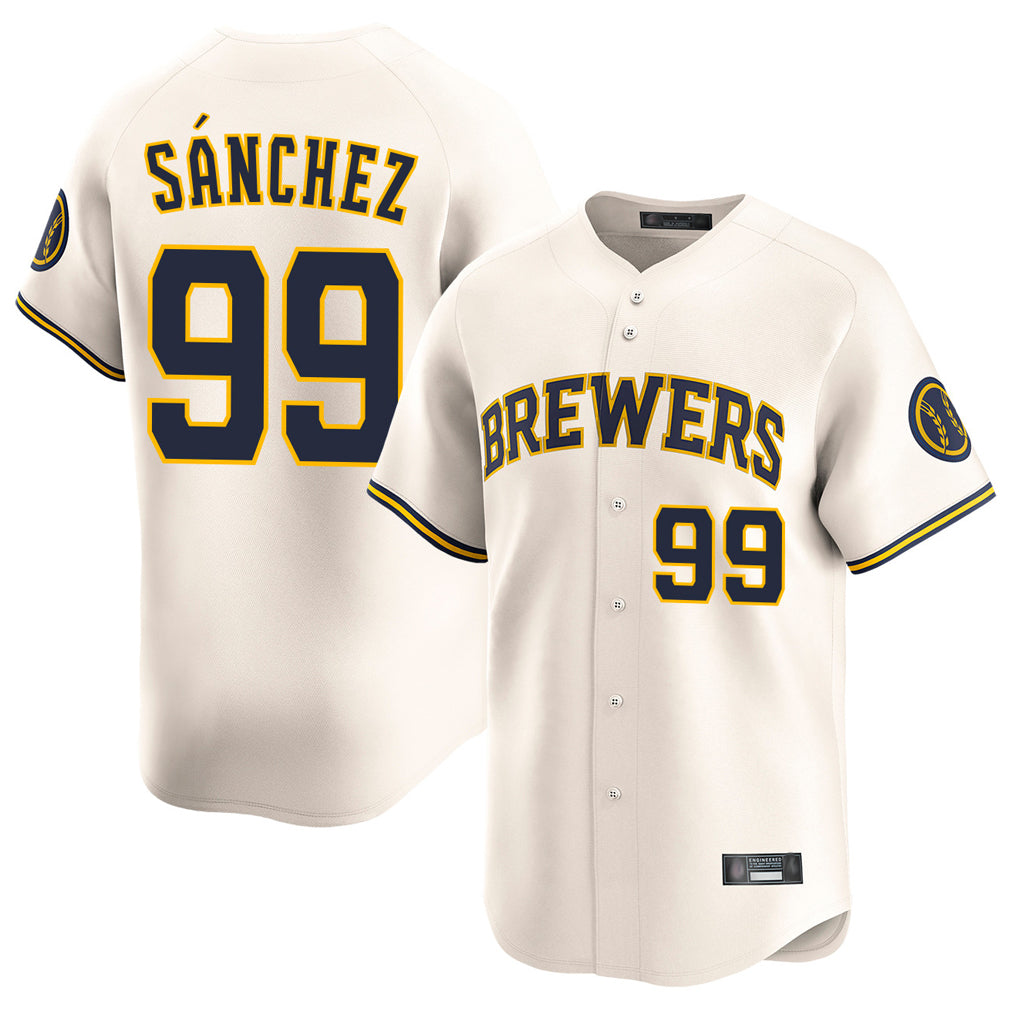 M.Brewers #99 Gary Sanchez Player Cream Home Limited Game Ddoa Stitched Jerseys