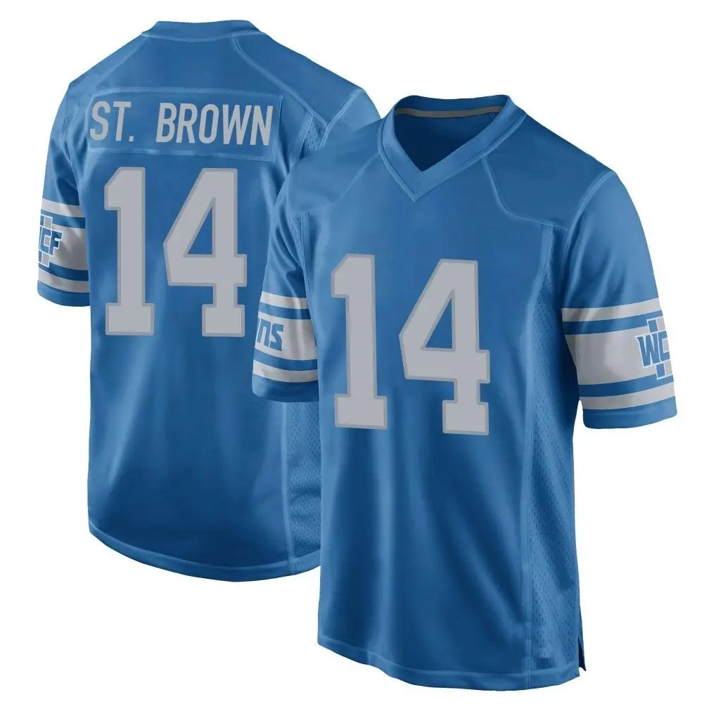 D.Lions #14 Amon-Ra St. Brown Player Blue Vapor Untouchable Throwback Game Ddoa Stitched Jerseys