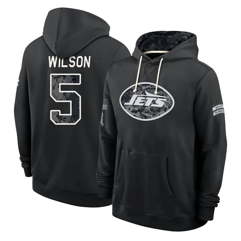 NY.Jets #5 Garrett Wilson Player 2026 Black Logo Pullover Hoodies Limited Game Ddoa Stitched Jerseys