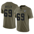 LV.Raiders #69 Adam Butler Player Olive Salute To Service Limited Ddoa Stitched Jerseys