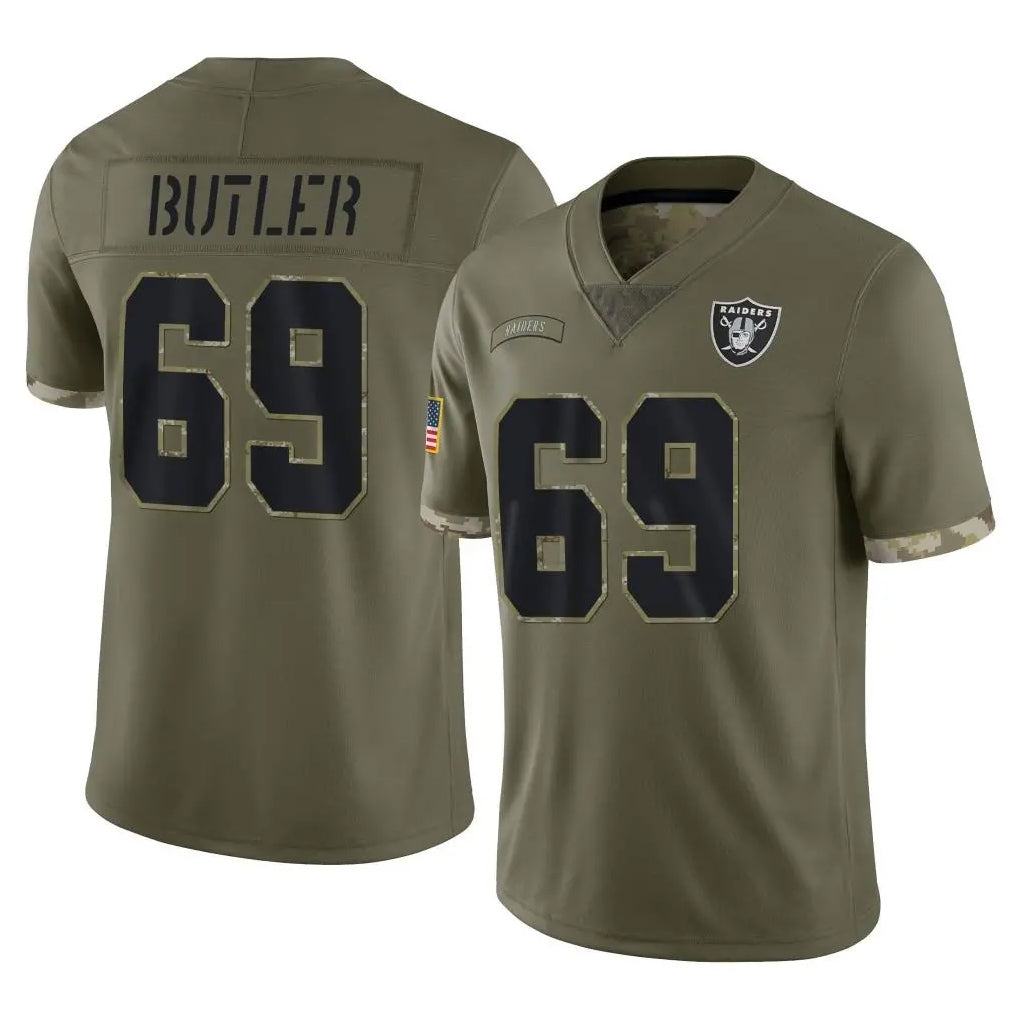 LV.Raiders #69 Adam Butler Player Olive Salute To Service Limited Ddoa Stitched Jerseys