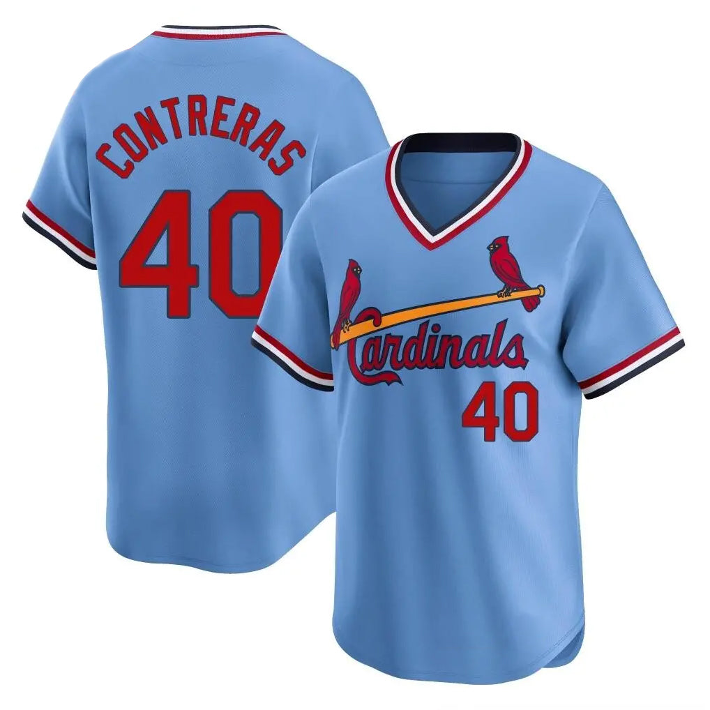 St. Louis Cardinals #40 Willson Contreras Player Light Blue Throwback Cooperstown Collection Limited Ddoa Stitched Jerseys